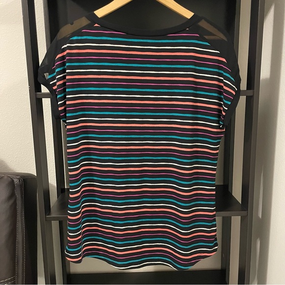 Worthington Striped Blouse Sheer shoulders Size L - Picture 3 of 4